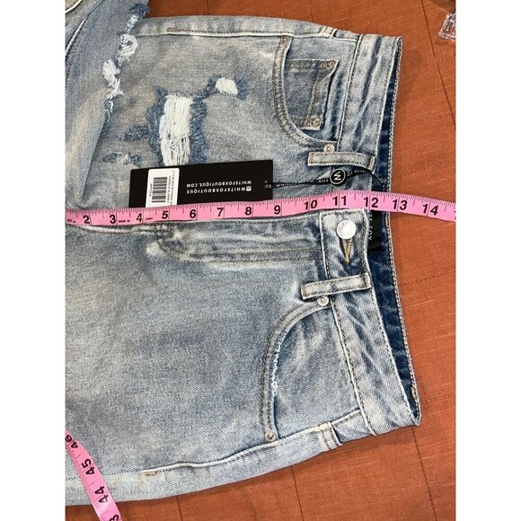 NWT White Fox Blue Lets Bounce Disressed Boyfriend Jeans Women Size Small - Picture 10 of 13